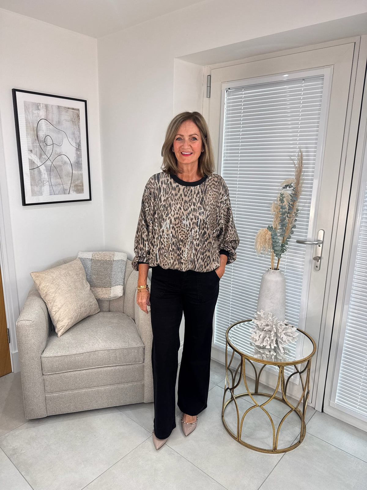 Sequin Leopard Blouse