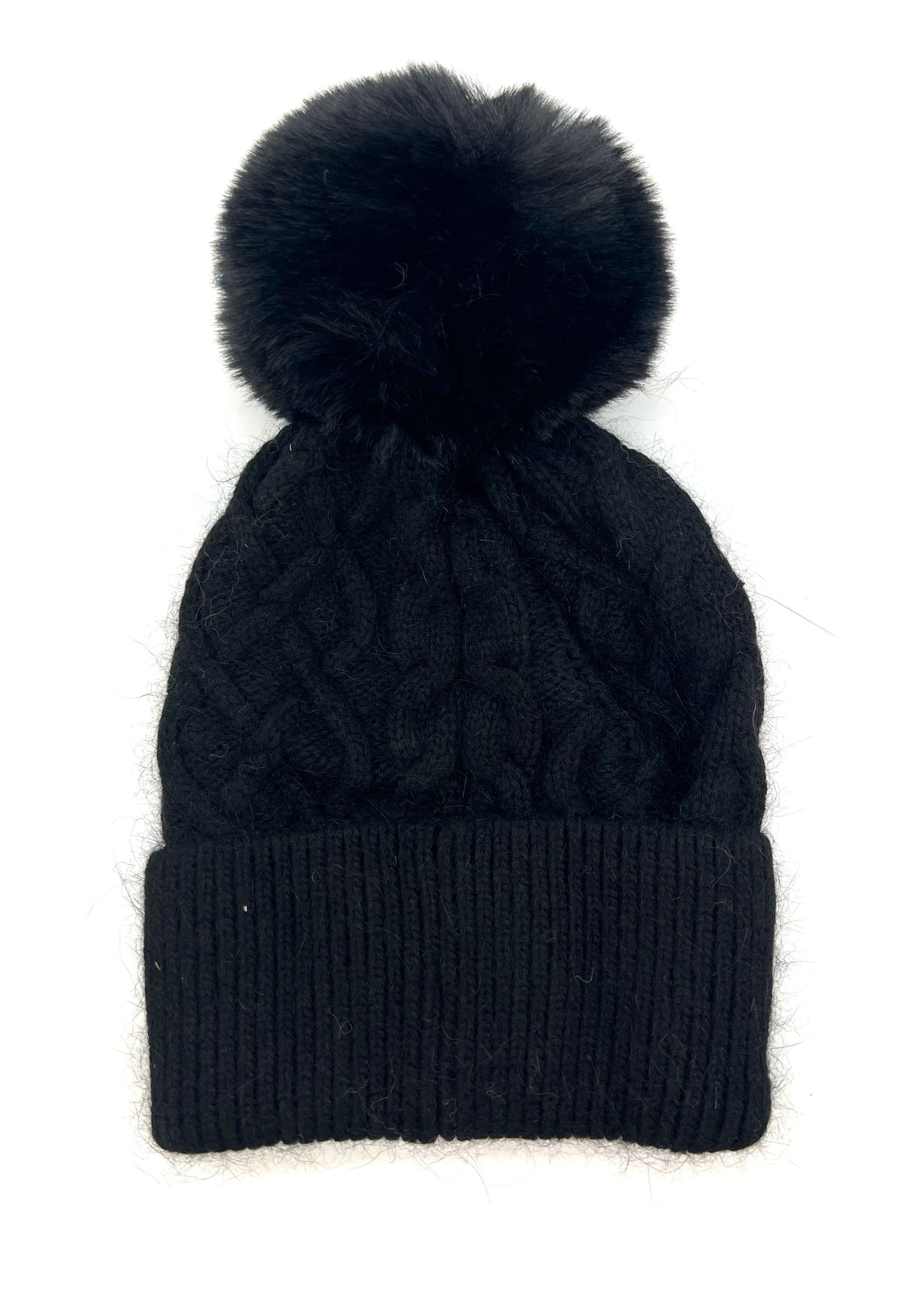 Carla Cable Knit Faux Fur Bobble Hat