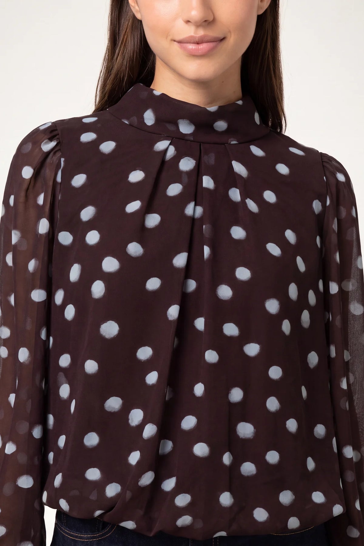 Polka Dot High Neck Blouse
