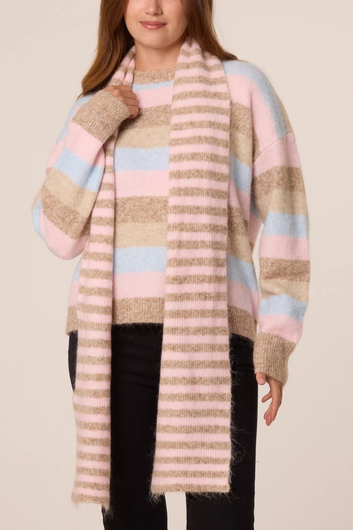 Striped Scarf & Jumper Set