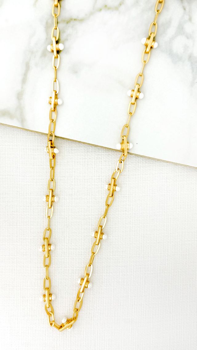 Pearl Detailed Chain Long Necklace