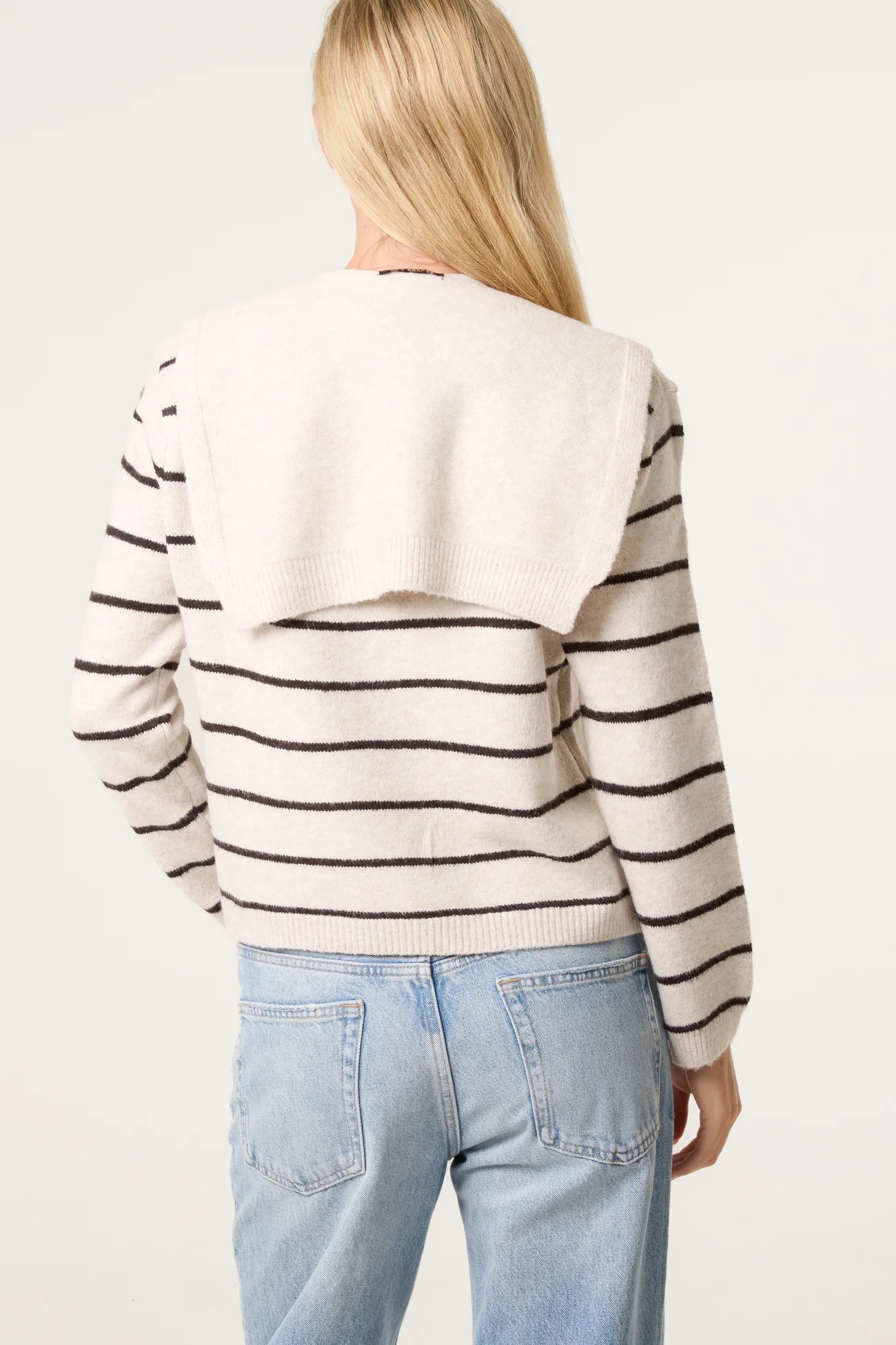 Striped Tie-Front Scarf Cardigan