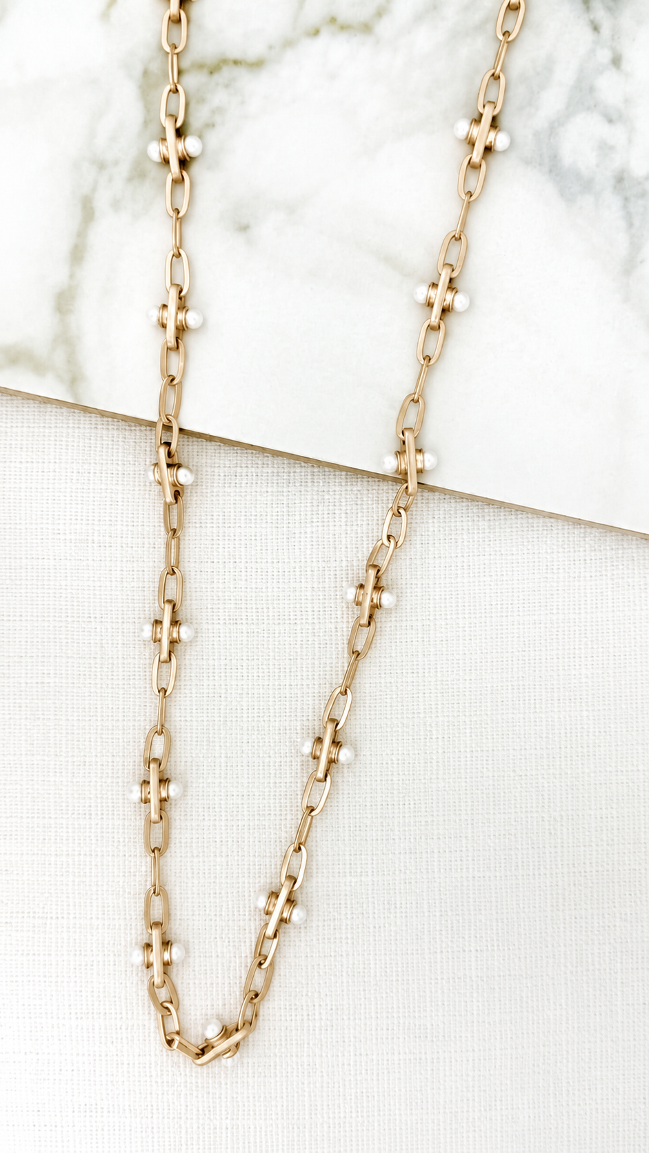 Pearl Detailed Chain Long Necklace