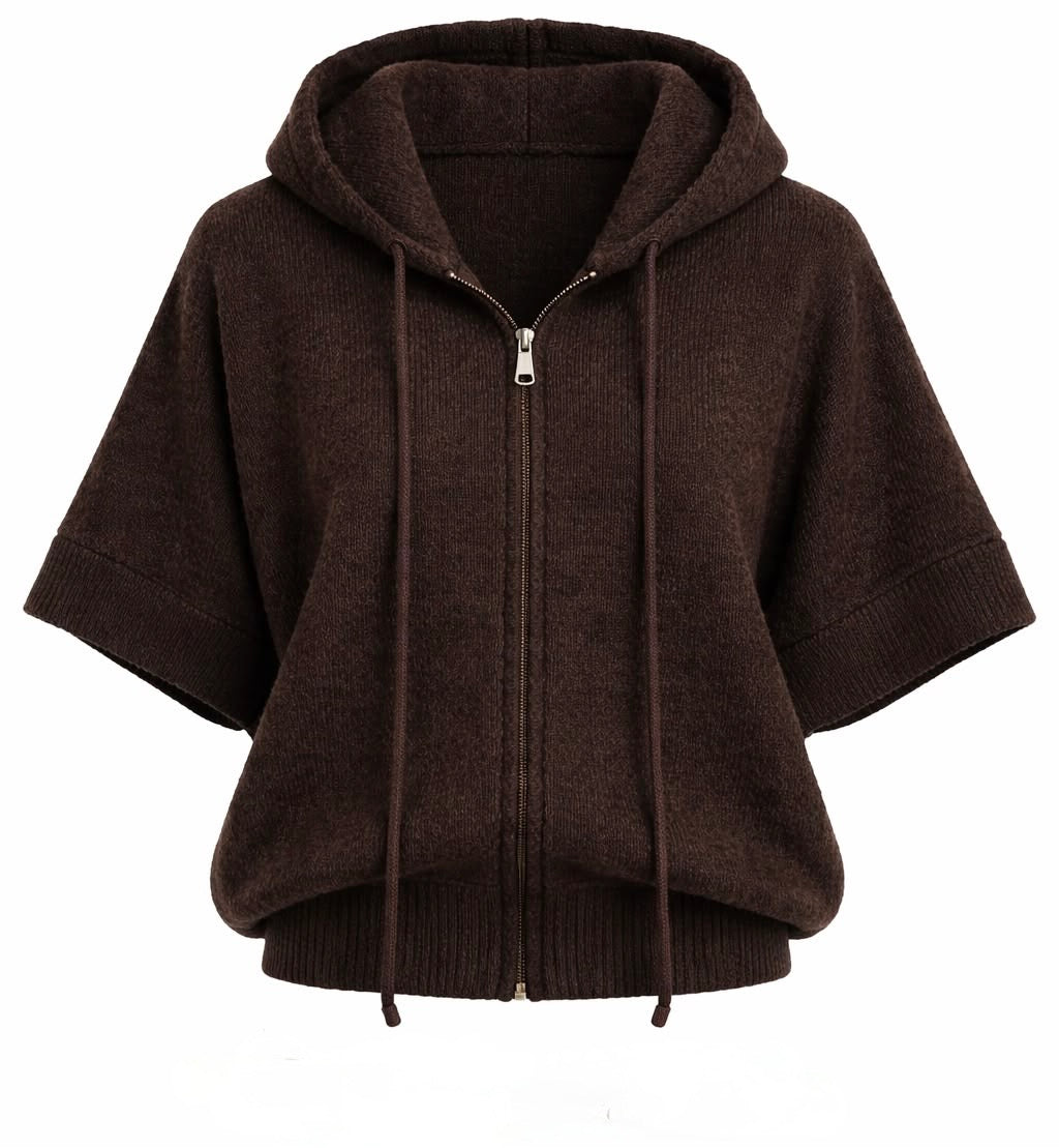 Knitted Short Sleeve Hoodie