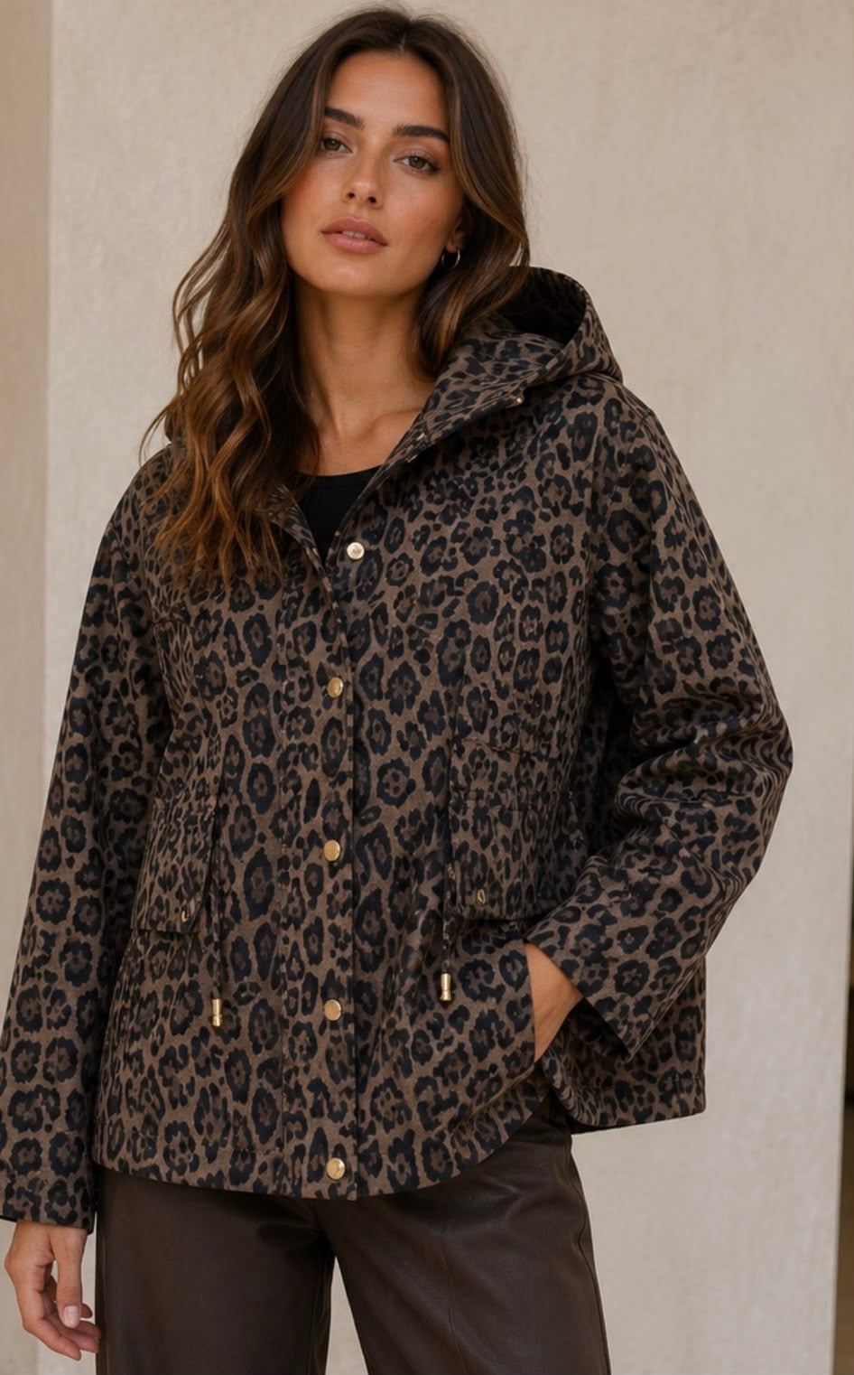 Leopard Faux Suede Jacket
