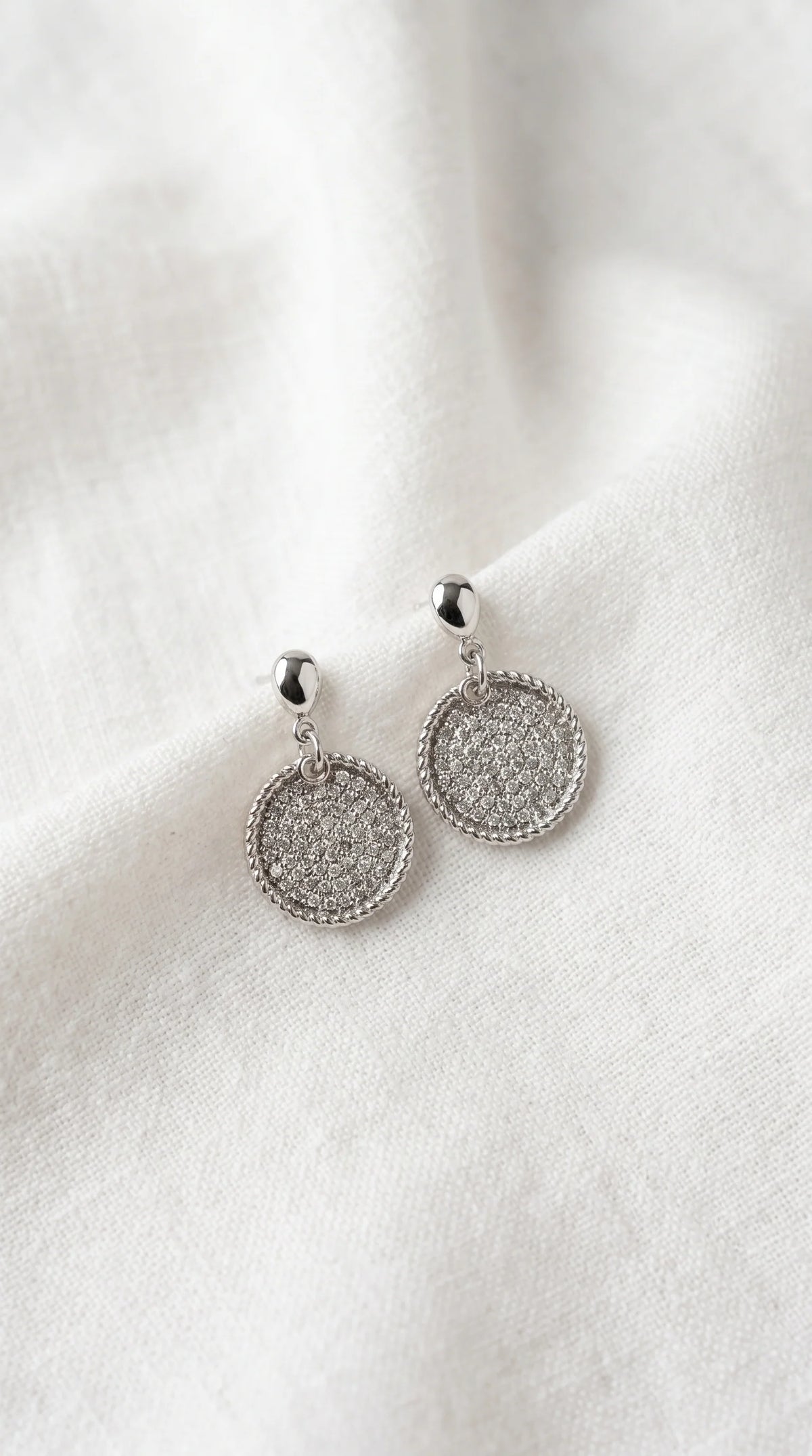 Diamante Circle Drop Stud Earring
