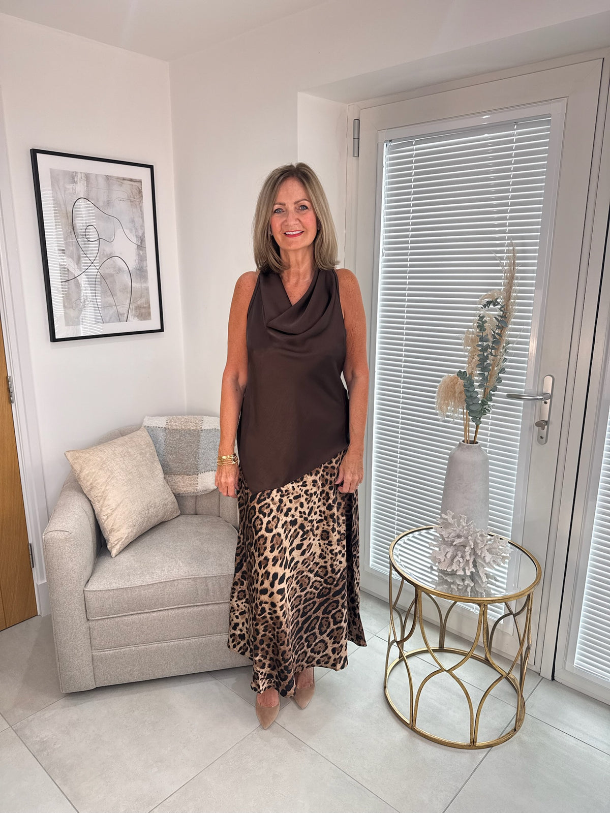 Satin Cowl Neck Top