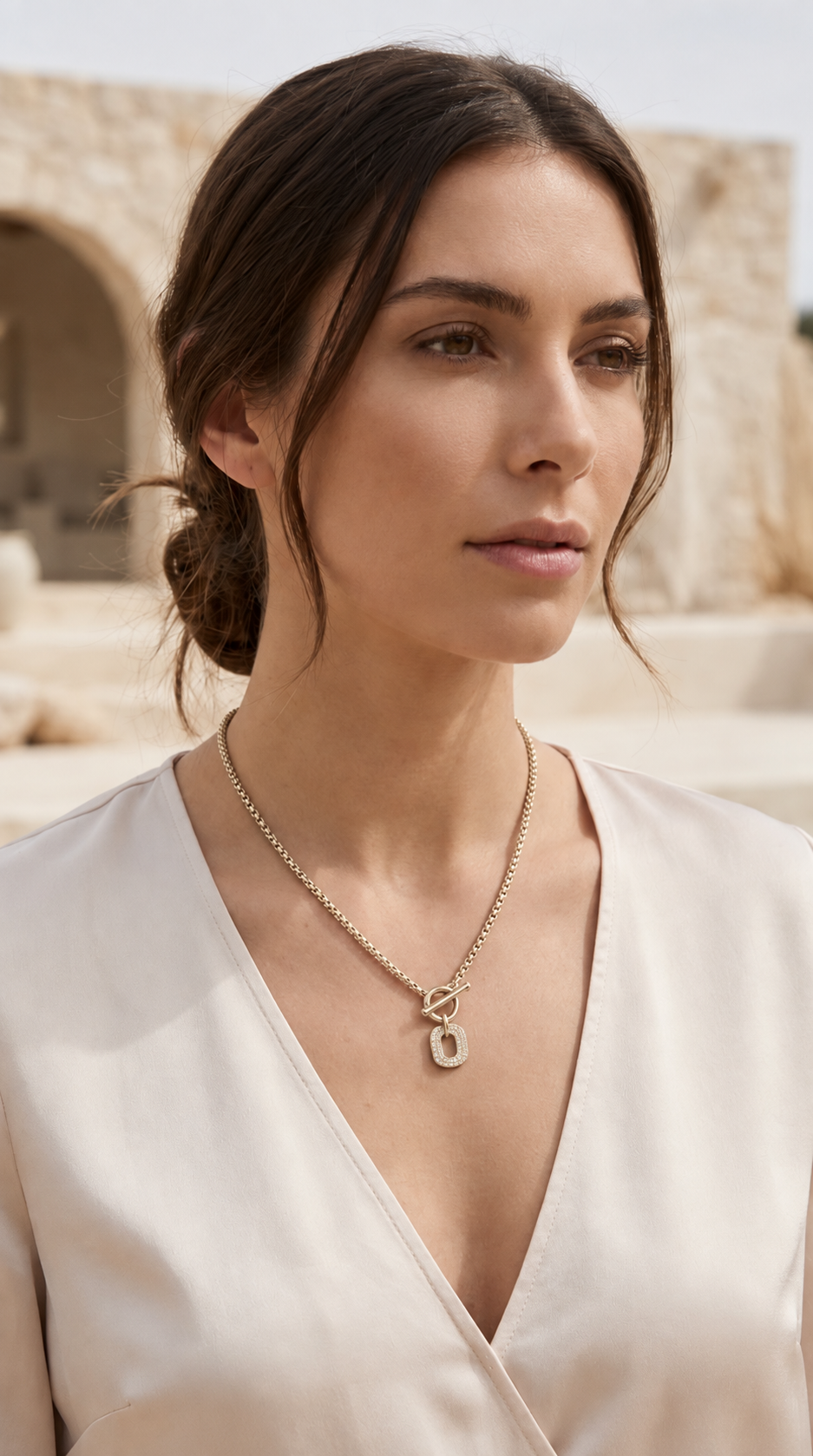 Diamante Pendant T-Bar Short Necklace
