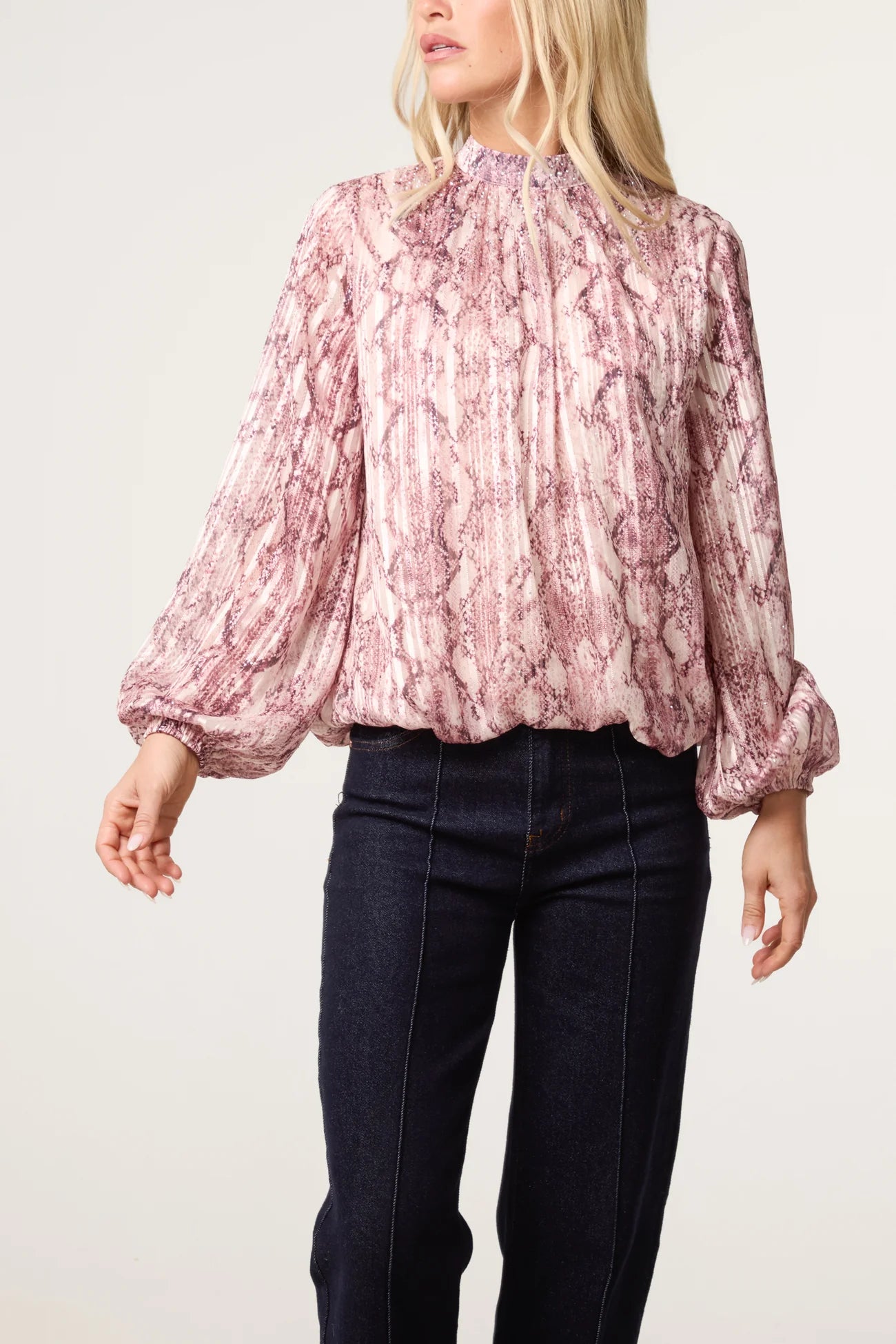 Diamante Snake Print Blouse