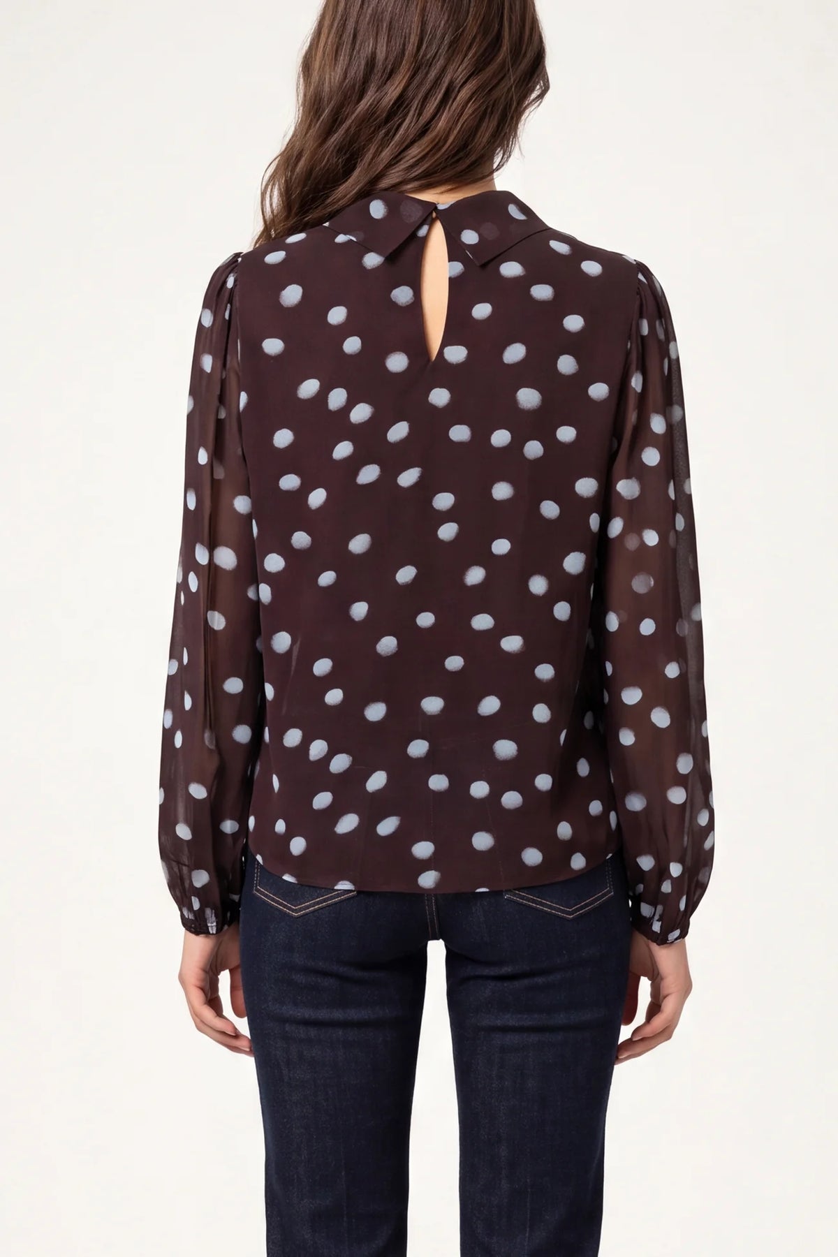 Polka Dot High Neck Blouse