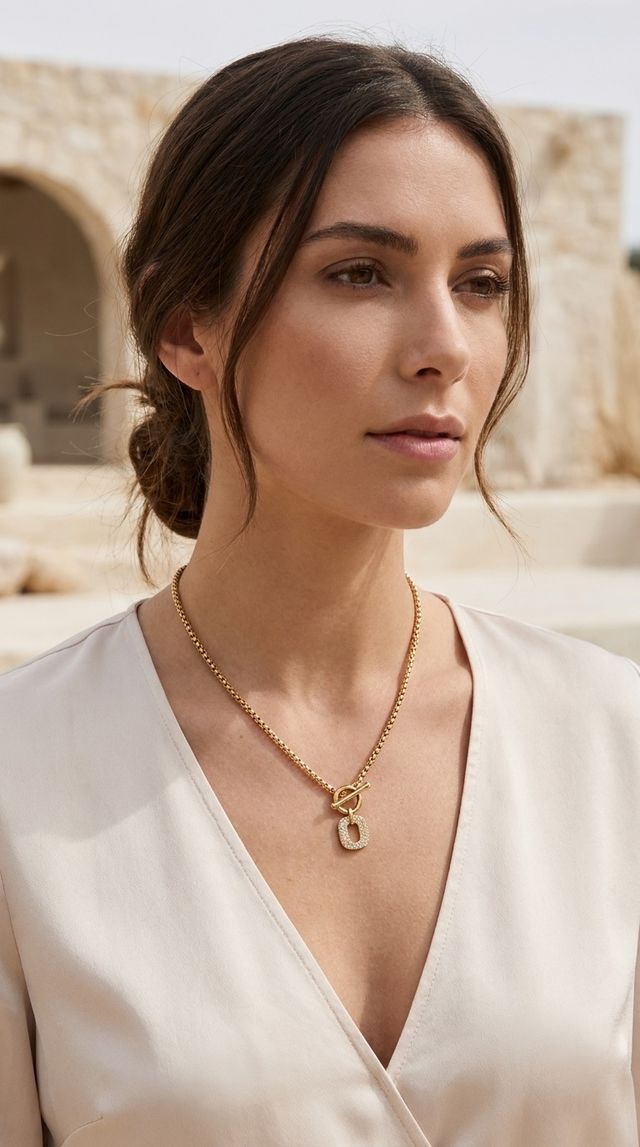 Diamante Pendant T-Bar Short Necklace